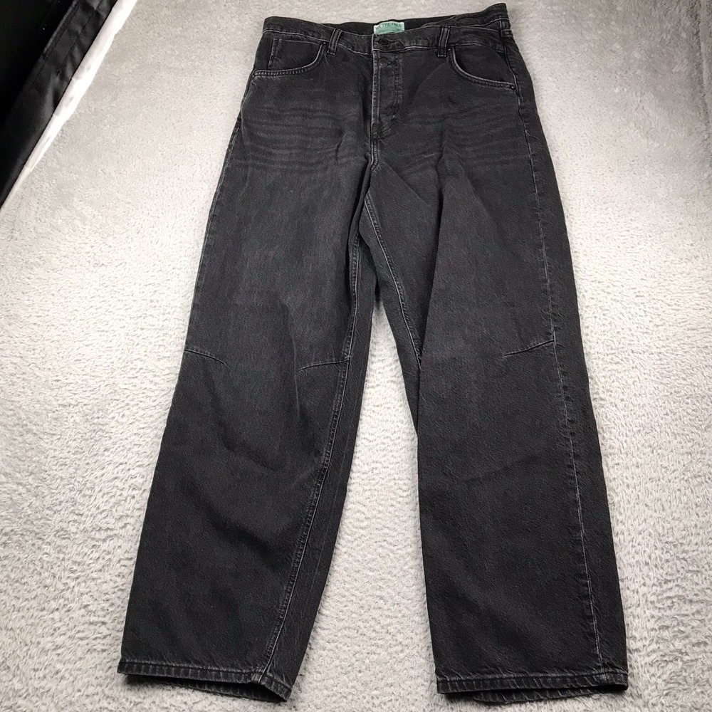 We The Free People Crossroads Straight Jeans Womens 31 (35x30)Washed Black Baggy